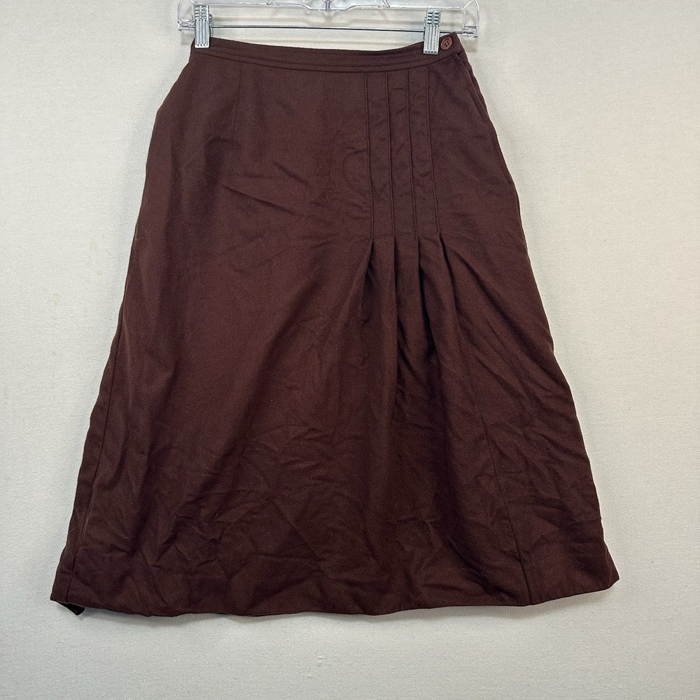 Vintage‎ Miss Pendleton 100% Virgin Wool A-Line Below The Knee Choc Brown Skirt